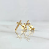 Topos Cruz Basteada 1.25gr / 1cm / Circones Lilas Broche Mariposa Oro Amarillo 18K