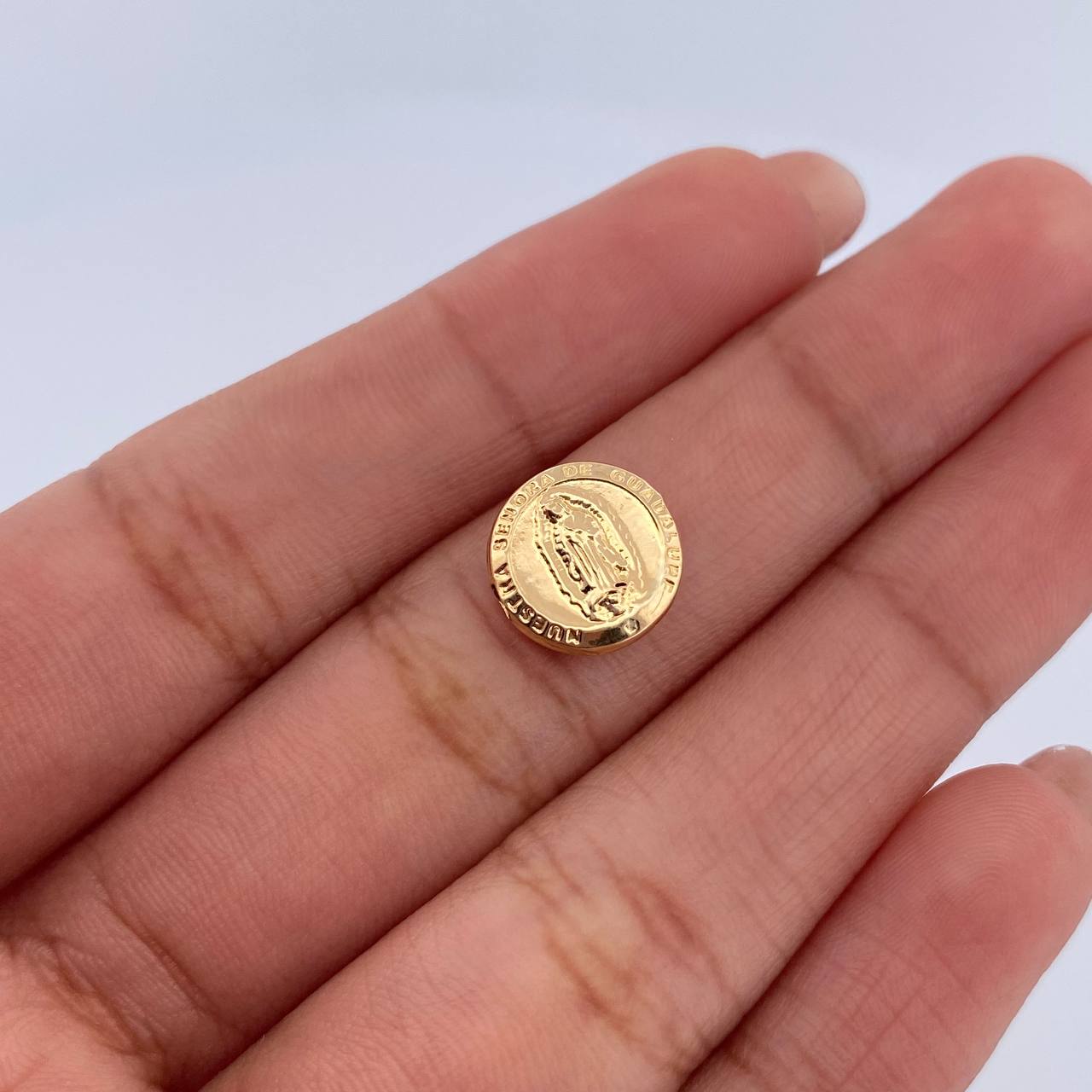 Herraje Virgen Guadalupe 0.4gr / 0.8cm / Tambor Oro Amarillo 18K &