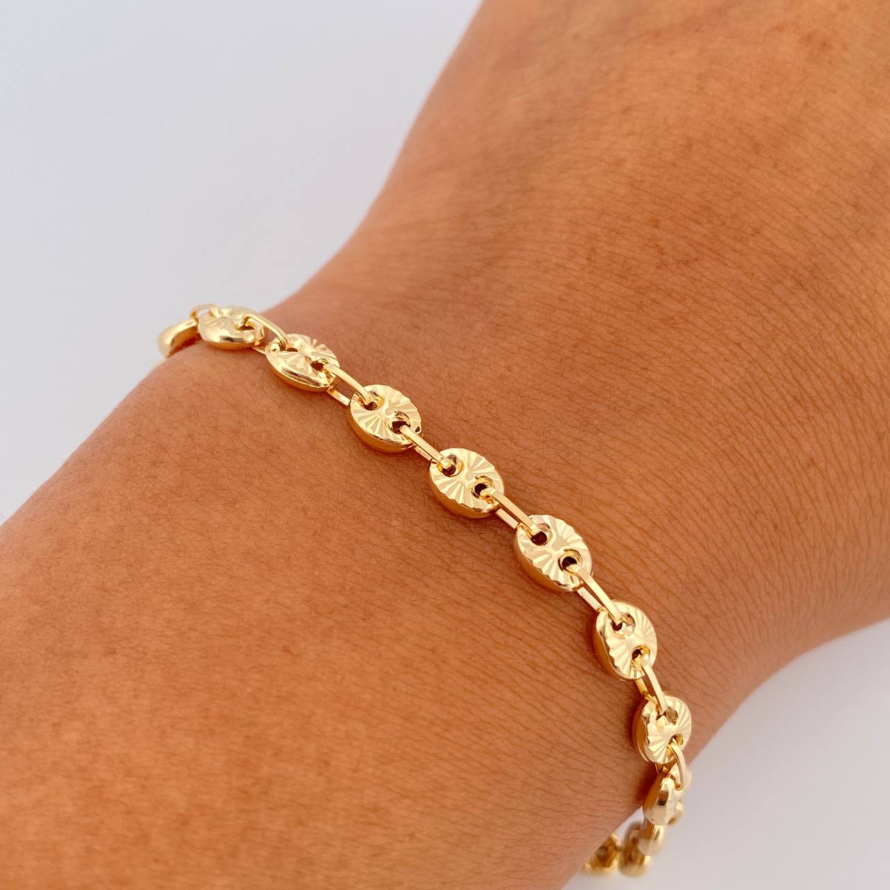 Bracelet GC 5gr / 21.7cm / 4.5mm Diamond Cut Yellow Gold 18K &