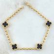 Bracelet Trebol 9.3gr / 19.5cm / 3mm Black Onyx Yellow Gold 18K ©
