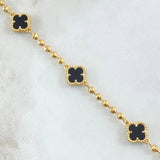 Bracelet Trebol 9.3gr / 19.5cm / 3mm Black Onyx Yellow Gold 18K ©