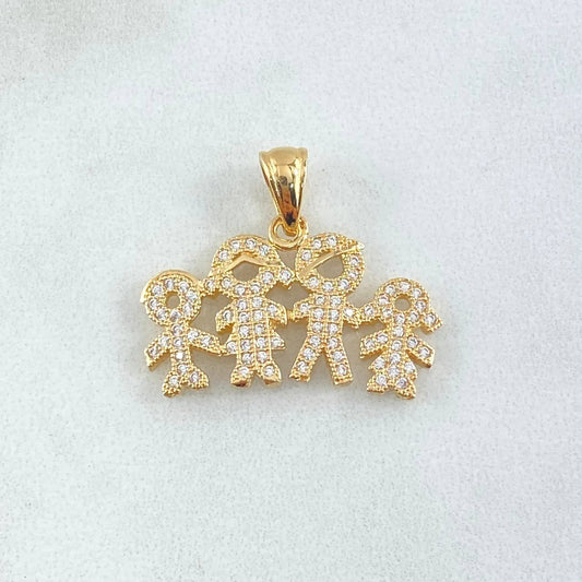 Pendant Family 3.2gr / 4.5cm / White Zircons Yellow Gold 18K ©