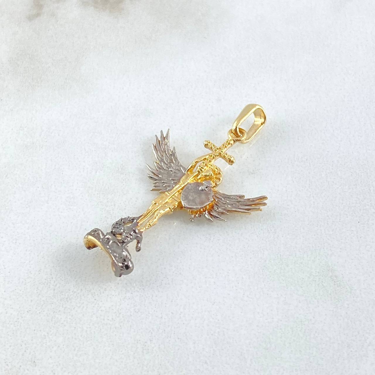 Pendant San Miguel Arcangel 2.9gr / 5cm / Two Yellow White Gold 18K ©