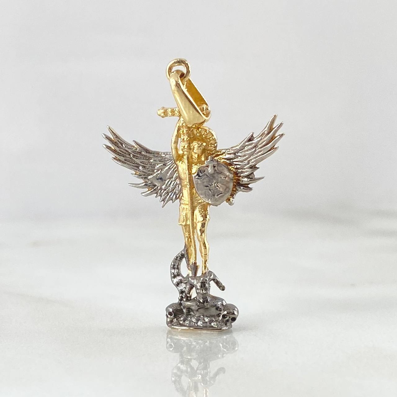 Pendant San Miguel Arcangel 2.9gr / 5cm / Two Yellow White Gold 18K ©