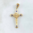 Dije Cruz Cristo 4.45gr / 5cm / Circones Azules Oro Amarillo 18K ©