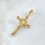 Dije Cruz Cristo 4.45gr / 5cm / Circones Azules Oro Amarillo 18K ©