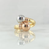 Anillo Tu y Yo 1.9gr / T8 / 8mm Bolas Lisas Tres Oros 18K ©