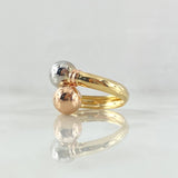 Anillo Tu y Yo 1.9gr / T8 / 8mm Bolas Lisas Tres Oros 18K ©