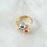 Anillo Tu y Yo 1.9gr / T8 / 8mm Bolas Lisas Tres Oros 18K ©