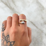 Anillo Tu y Yo 1.8gr / T7 / 8mm Bolas Lisas Tres Oros 18K ©