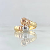 Ring You and Me 1.5gr / T6 3/4 / 6mm Beads Polished Three Golds 18K ©