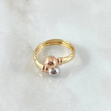 Ring You and Me 1.5gr / T6 3/4 / 6mm Beads Polished Three Golds 18K ©