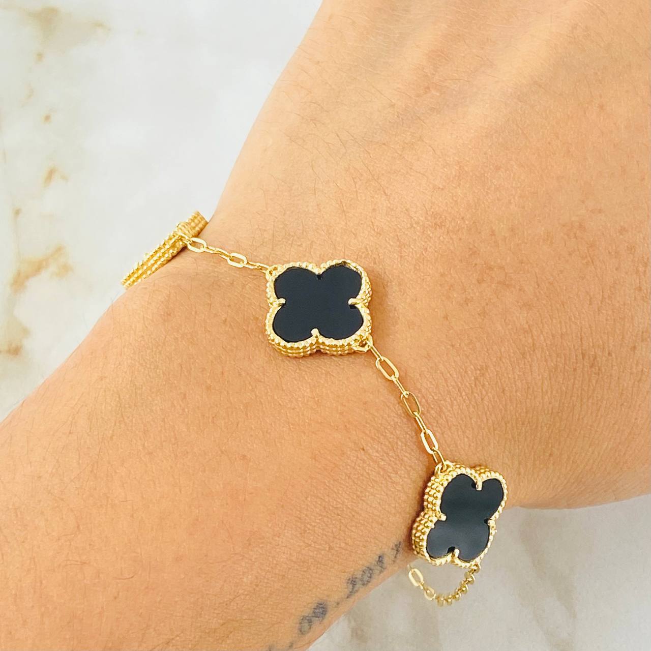 Classic Link Bracelet Clover 6.6gr / 17cm-19cm / Nac.Esp. 18K Gold ©