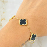 Classic Link Bracelet Clover 6.6gr / 17cm-19cm / Nac.Esp. 18K Gold ©