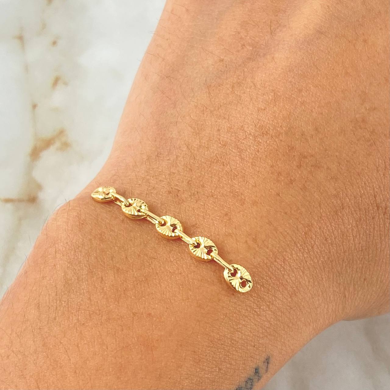 Herraje Retazo GC 5 Eslabones 0.65gr / 1 1/2 in / 4.2mm Oro Amarillo 18K