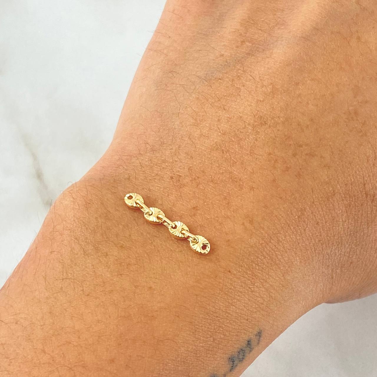 Herraje Retazo GC 4 Eslabones 0.5gr / 1 in / 4.2mm Oro Amarillo 18K