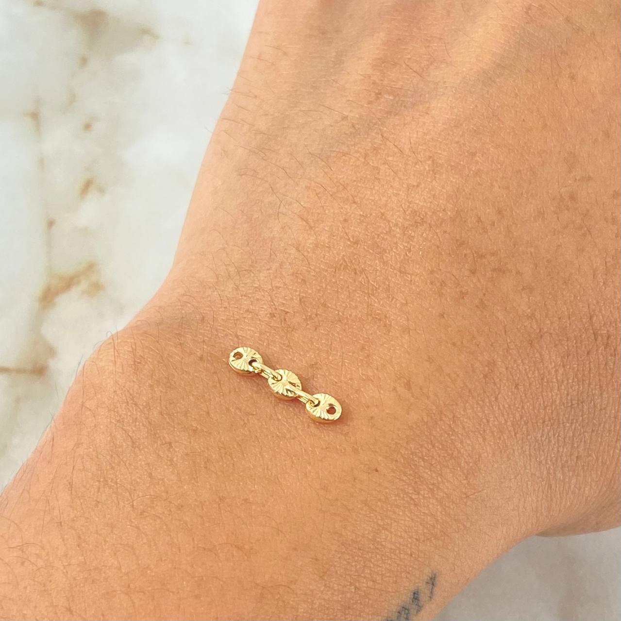 Herraje Retazo GC 3 Eslabones 0.25gr / 3/4in / 3.4mm Oro Amarillo 18K