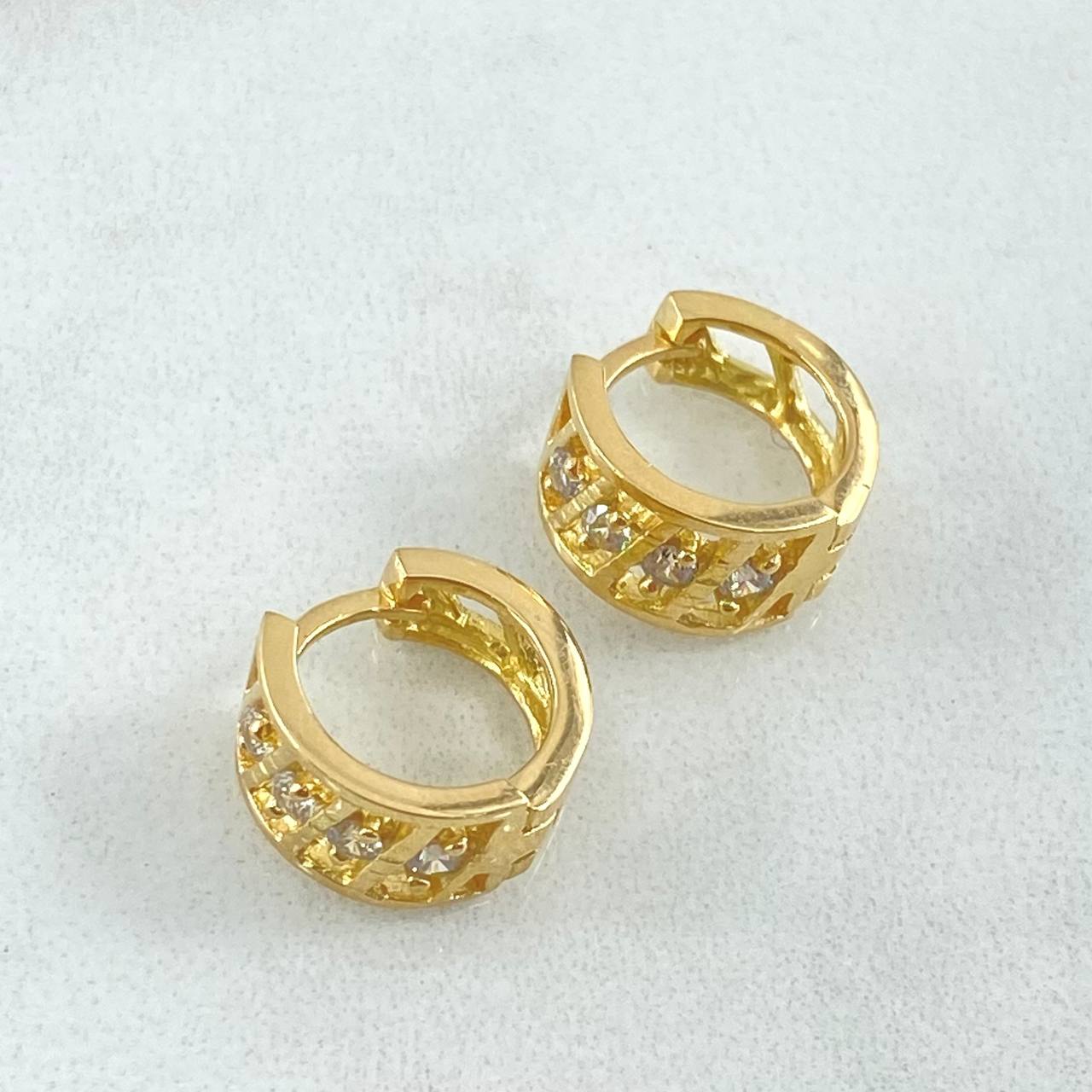 Segmented Track Hoop Earrings 3.5gr / 1cm / 18K Gold