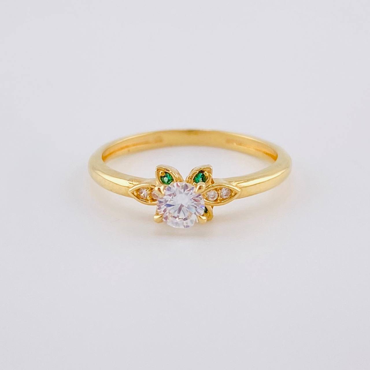 Solitaire Ring Sparkling Flower 1.95 g / T5 3/4 Yellow Gold 18K