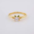 Solitaire Ring Sparkling Flower 1.95 g / T5 3/4 Yellow Gold 18K
