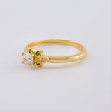 Solitaire Ring Sparkling Flower 1.95 g / T5 3/4 Yellow Gold 18K