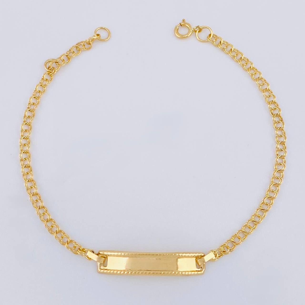 Bracelet Baby Classic Link Rectangular Plaque Bordered 1.25 g / 2.3 mm Yellow Gold 18K