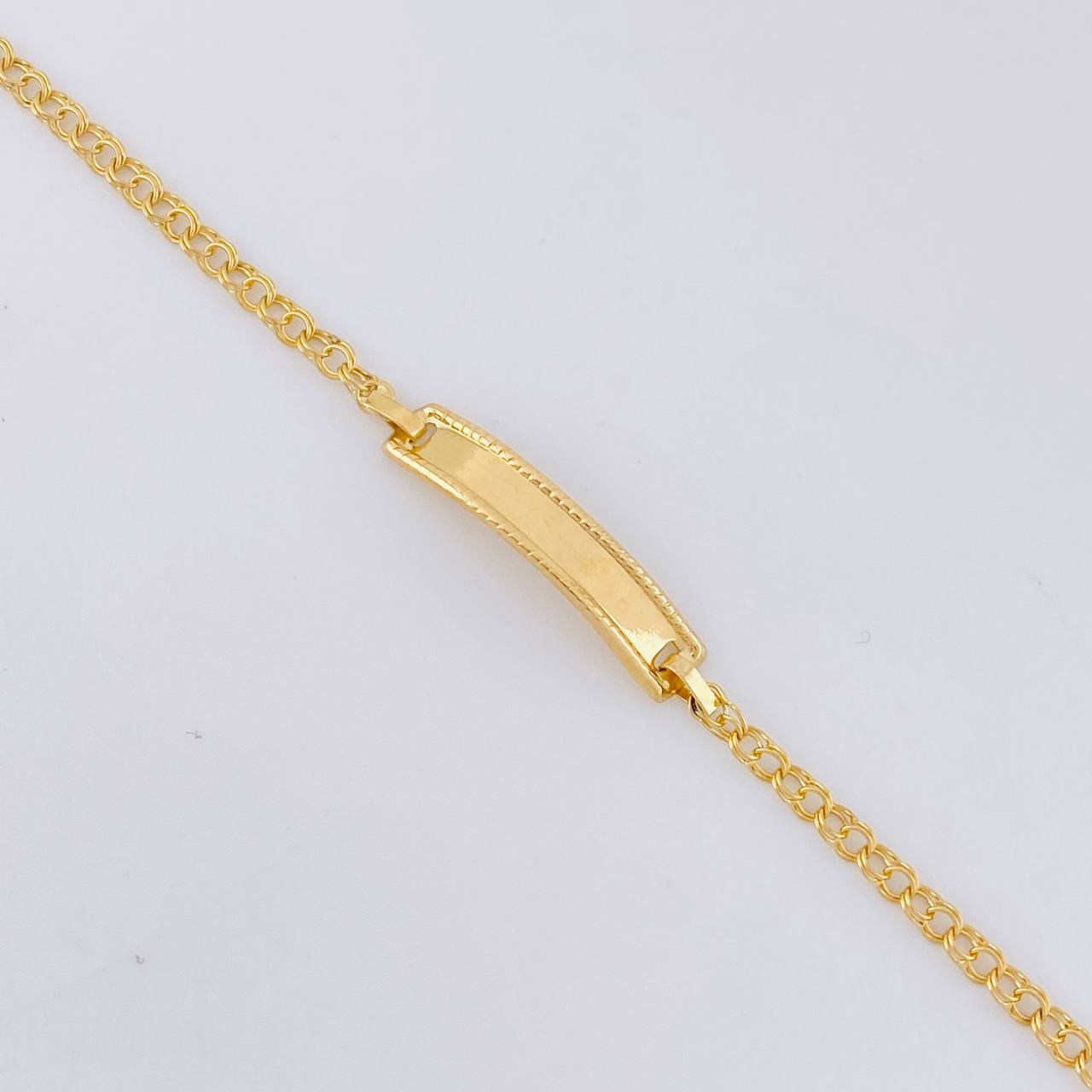Bracelet Baby Classic Link Rectangular Plaque Bordered 1.25 g / 2.3 mm Yellow Gold 18K
