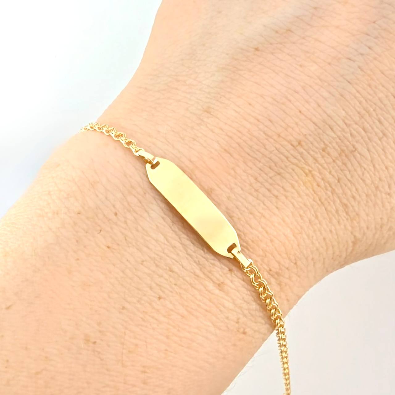 Bracelet Baby Classic Link Flat Rectangle Plate 1.3 g / 2.3 mm Yellow Gold 18K