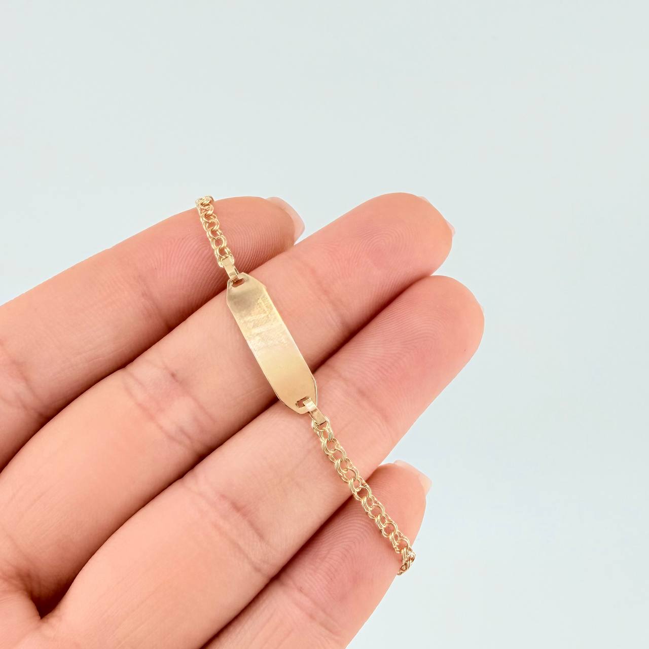 Bracelet Baby Classic Link Flat Rectangle Plate 1.35 g / 2.3 mm Yellow Gold 18K