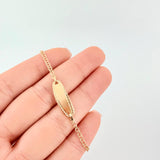 Baby Bracelet Classic Link Oval Plaque with Border 1.3 g / 2.3 mm 18K Yellow Gold