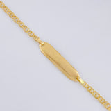 Bracelet Baby Classic Link Curved Rectangular Plain Plate 1.3 g / 2.3 mm Yellow Gold 18K