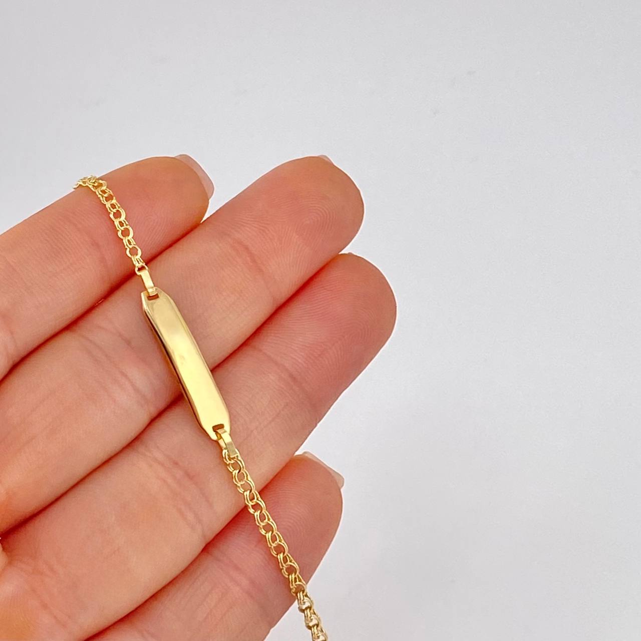 Bracelet Baby Classic Link Smooth Rectangle Plate 1.35 g / 2.3 mm Yellow Gold 18K