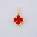 Clover Red Agate Pendant 1.25 g / 1 in Yellow Gold 18K