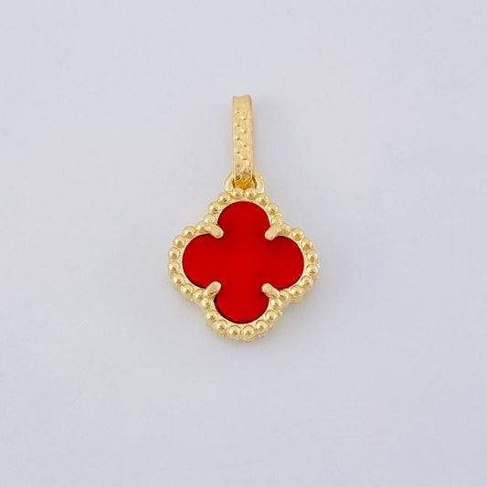 Dije Trebol Agata Roja 1.25 g / 1 in Oro Amarillo 18K