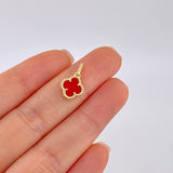 Clover Red Agate Pendant 1.25 g / 1 in Yellow Gold 18K