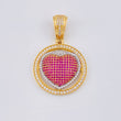 Pendant Medal Dense Heart 8.1 g / 1 1/2 in Two Yellow White Gold 18K