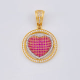 Pendant Medal Dense Heart 8.1 g / 1 1/2 in Two Yellow White Gold 18K