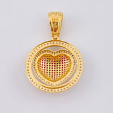 Pendant Medal Dense Heart 8.1 g / 1 1/2 in Two Yellow White Gold 18K