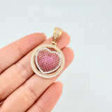 Pendant Medal Dense Heart 8.1 g / 1 1/2 in Two Yellow White Gold 18K