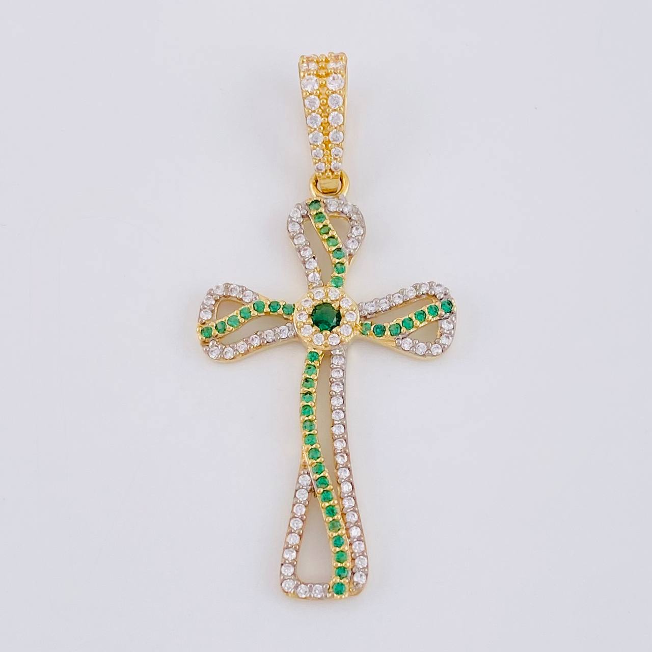 Pendant Celtic Cross Fluctuation 3.5 g / 1 3/4 in Two Golds Yellow White 18K