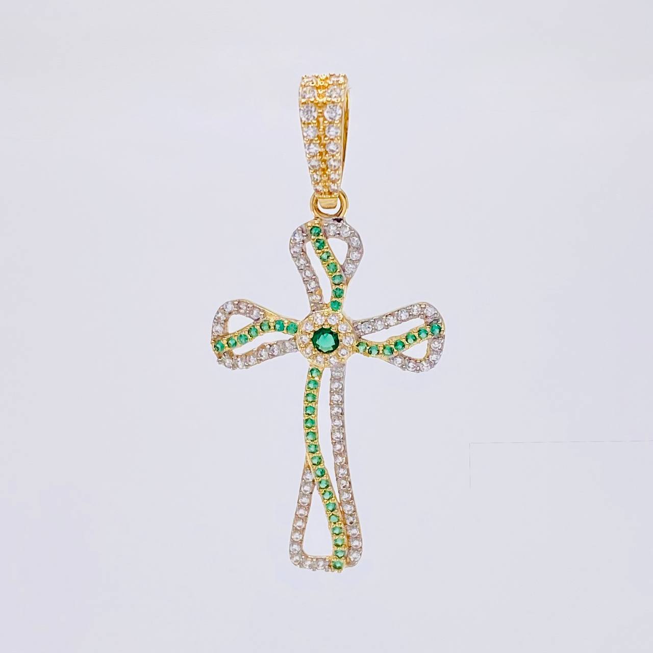 Pendant Celtic Cross Fluctuation 3.5 g / 1 3/4 in Two Golds Yellow White 18K
