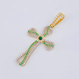 Pendant Celtic Cross Fluctuation 3.5 g / 1 3/4 in Two Golds Yellow White 18K
