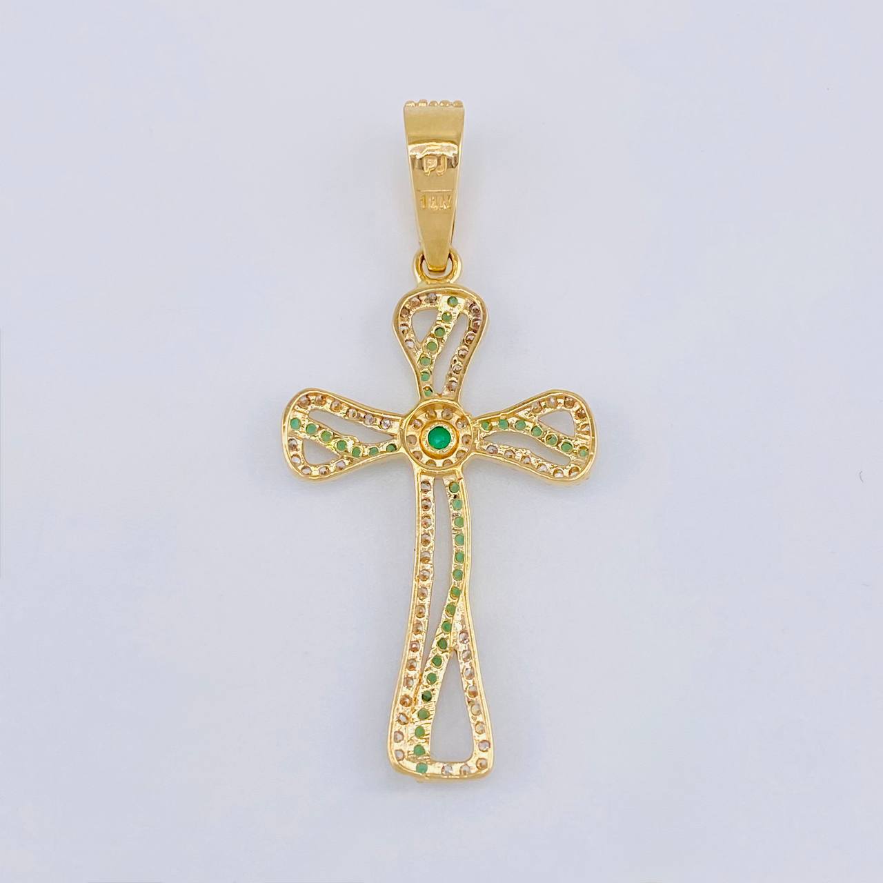 Pendant Celtic Cross Fluctuation 3.5 g / 1 3/4 in Two Golds Yellow White 18K