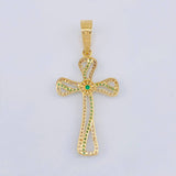 Pendant Celtic Cross Fluctuation 3.5 g / 1 3/4 in Two Golds Yellow White 18K