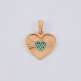 Double Heart Pendant with Diamond Cut Interior 3.05 g / 1 in Two-Tone White and Rose Gold 18K