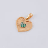 Double Heart Pendant with Diamond Cut Interior 3.05 g / 1 in Two-Tone White and Rose Gold 18K