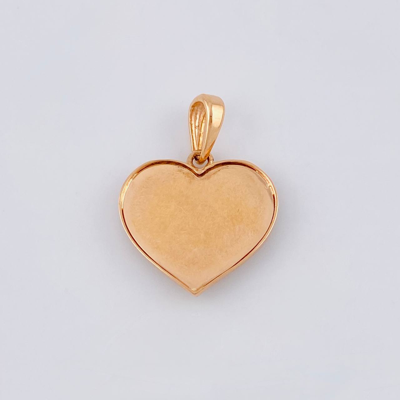 Double Heart Pendant with Diamond Cut Interior 3.05 g / 1 in Two-Tone White and Rose Gold 18K