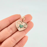 Double Heart Pendant with Diamond Cut Interior 3.05 g / 1 in Two-Tone White and Rose Gold 18K