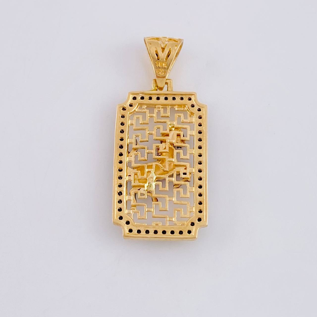 Pendant Plaque Horse Filigree 3.05 g / 1 1/4 in Two Golds Black Yellow 18K