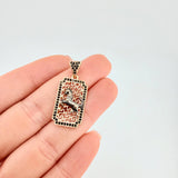 Pendant Plaque Horse Filigree 3.05 g / 1 1/4 in Two Golds Black Yellow 18K